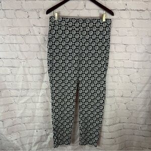 Talbots chatham ankle pants Black White Pattern classic office preppy sz 10